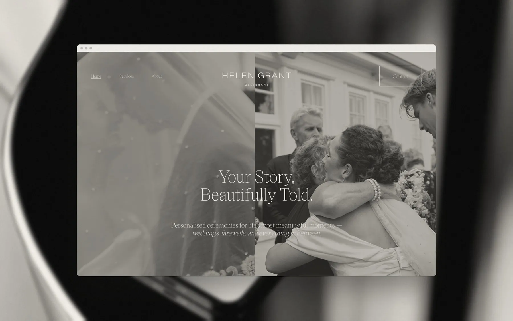 Helen Grant Celebrant brand and website designed by A—Z Studio, shown in a browser window